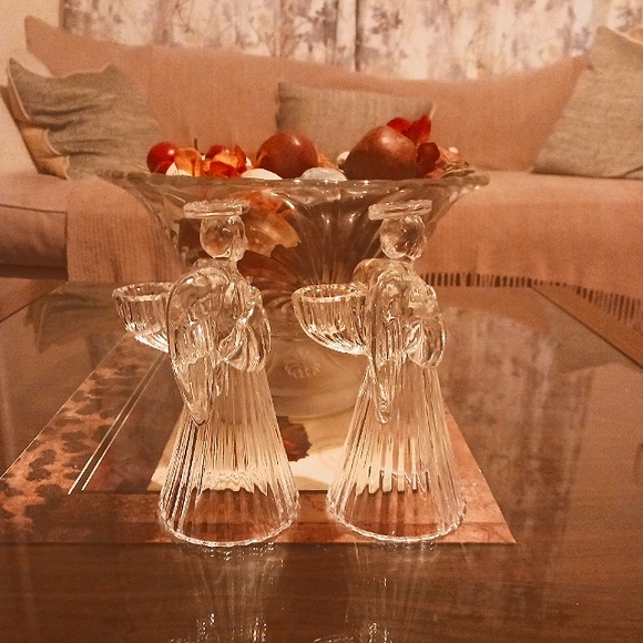 Vintage Pair of Angel Candleholders by St. George Crystal - Picture 4 of 6